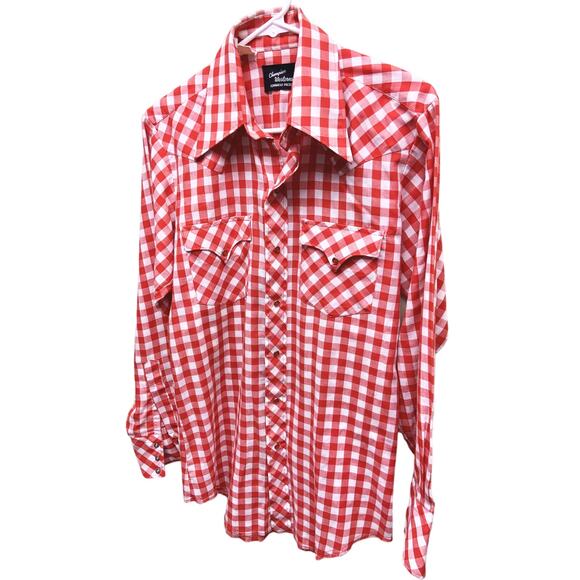 Champion Westerns Red Plaid Button Down Shirt Long Sleeve with Pockets - Picture 2 of 8
